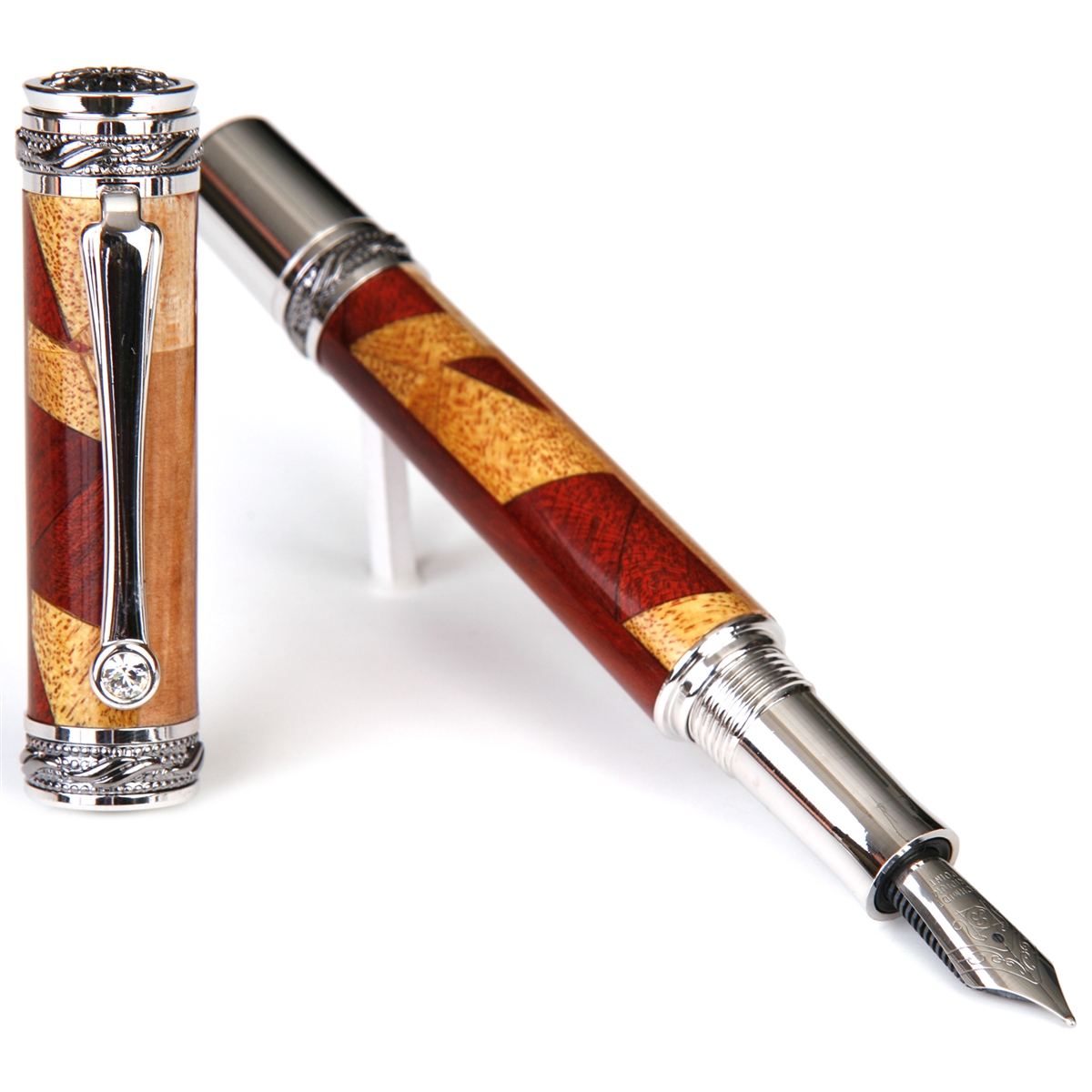 Majestic Fountain Pen - Maple with Bloodwood & Yellow Heart Inlays