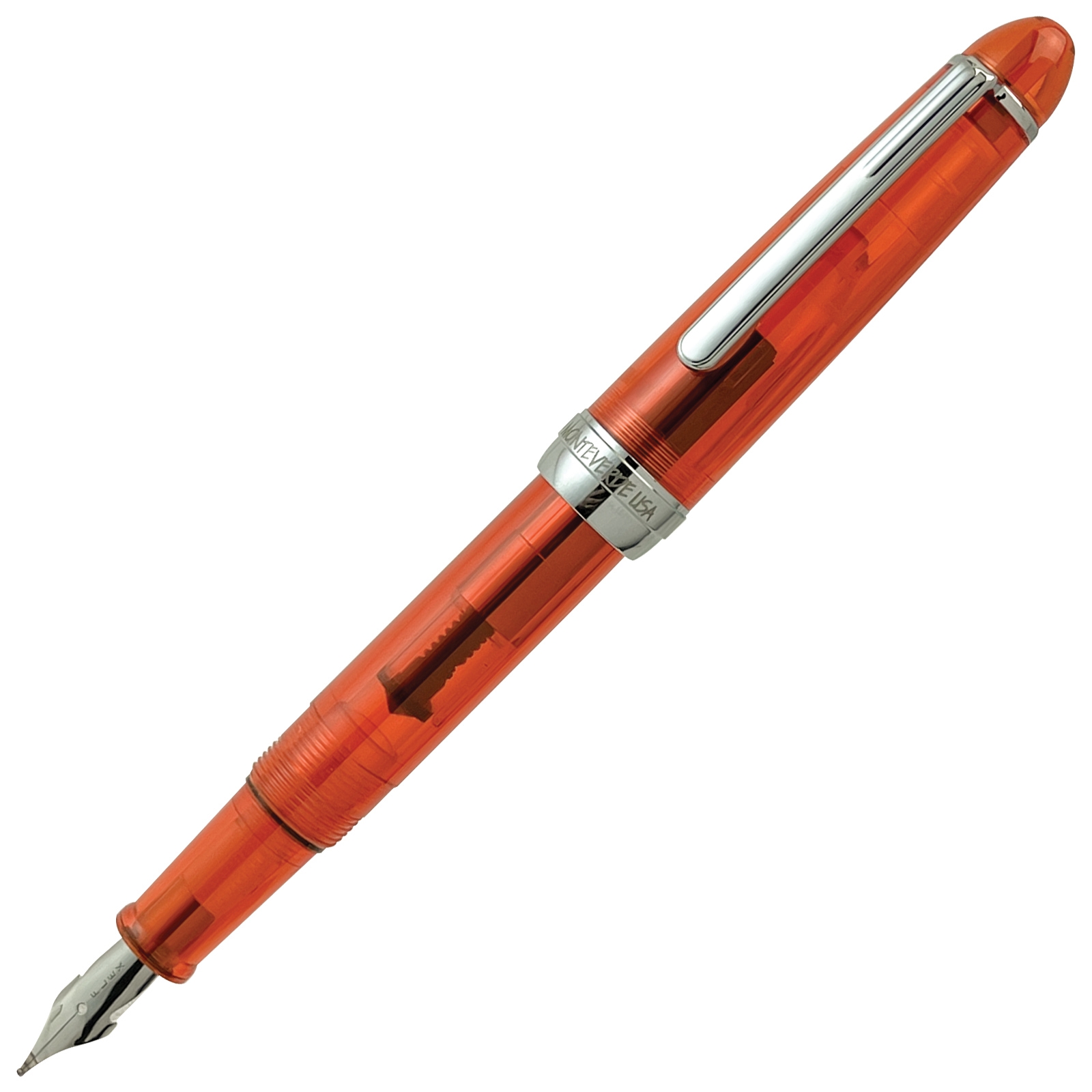 Monteverde USA Monza ID Orange Fountain Pen Clear Flex Nib (Cartridge/Converter/Eyedropper Filling System) by Lanier Pens