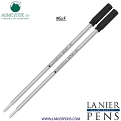 2 Pack - Monteverde Soft Roll Ballpoint C13 Paste Ink Refill Compatible with most Cross Style Ballpoint Pens - Black (Medium Tip 0.7mm) - Lanier Pens