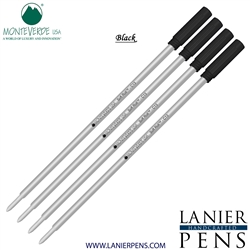 4 Pack - Monteverde Soft Roll Ballpoint C13 Paste Ink Refill Compatible with most Cross Style Ballpoint Pens - Black (Medium Tip 0.7mm) - Lanier Pens