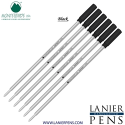 6 Pack - Monteverde Soft Roll Ballpoint C13 Paste Ink Refill Compatible with most Cross Style Ballpoint Pens - Black (Medium Tip 0.7mm) - Lanier Pens