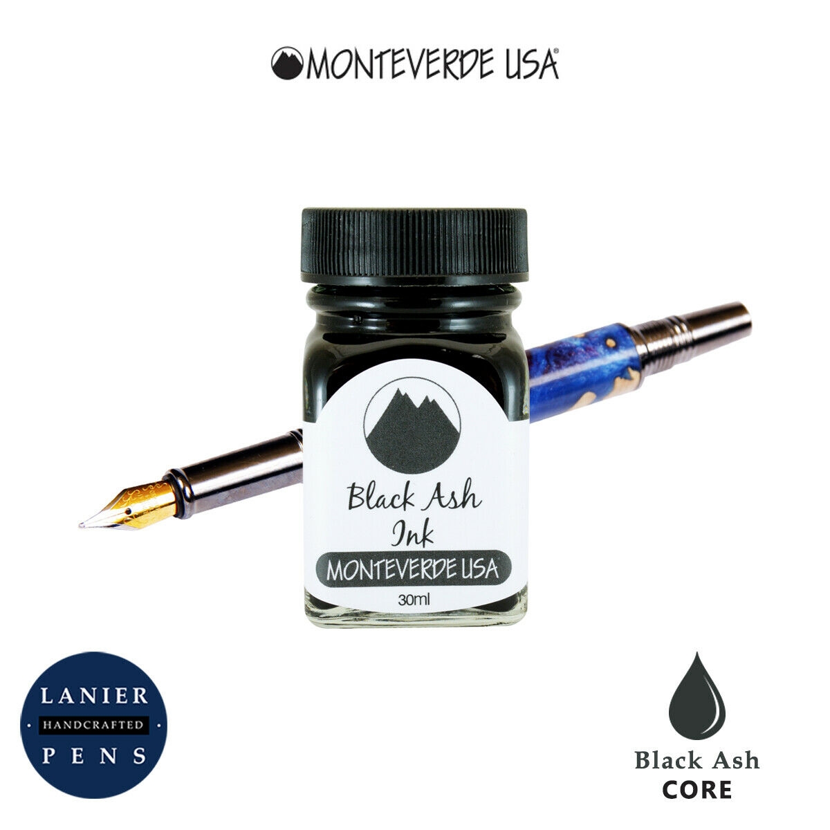 Monteverde G309BA 30 ml Core Fountain Pen Ink Bottle- Black ASH