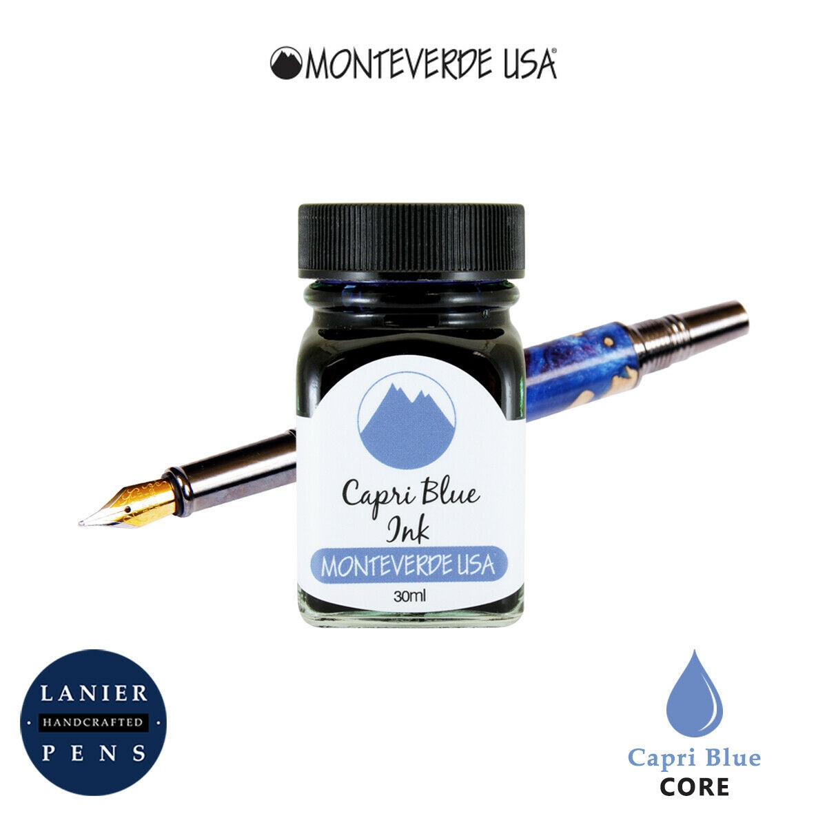 Monteverde G309CB 30 ml Core Fountain Pen Ink Bottle- Capri Blue