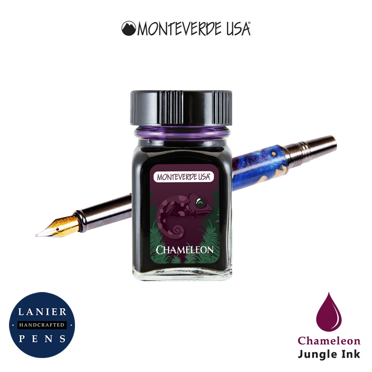 Monteverde G309CM 30 ml Jungle Fountain Pen Ink Bottle - Chameleon (Burgundy)