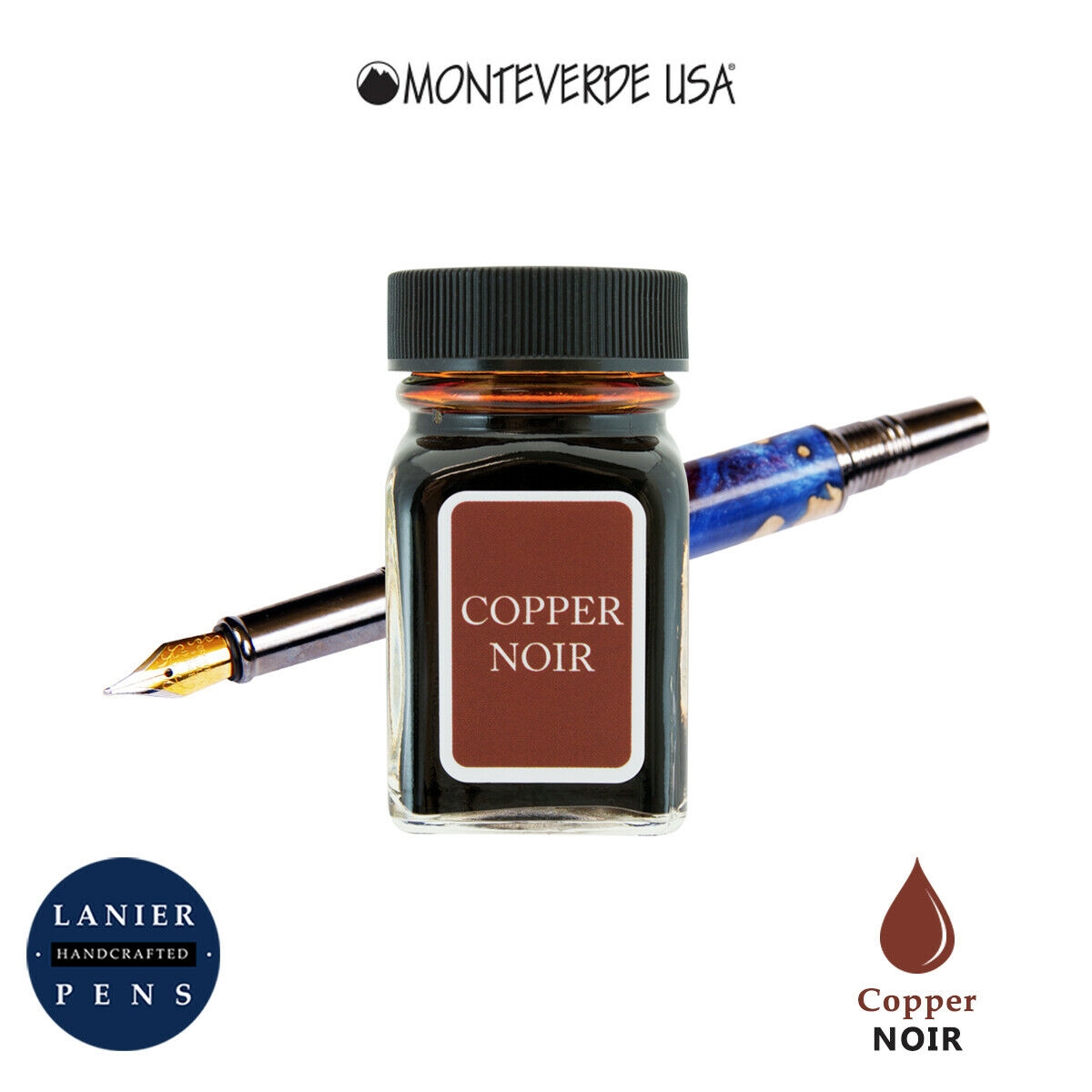 Monteverde G309CN 30 ml Noir Fountain Pen Ink Bottle- Copper Noir
