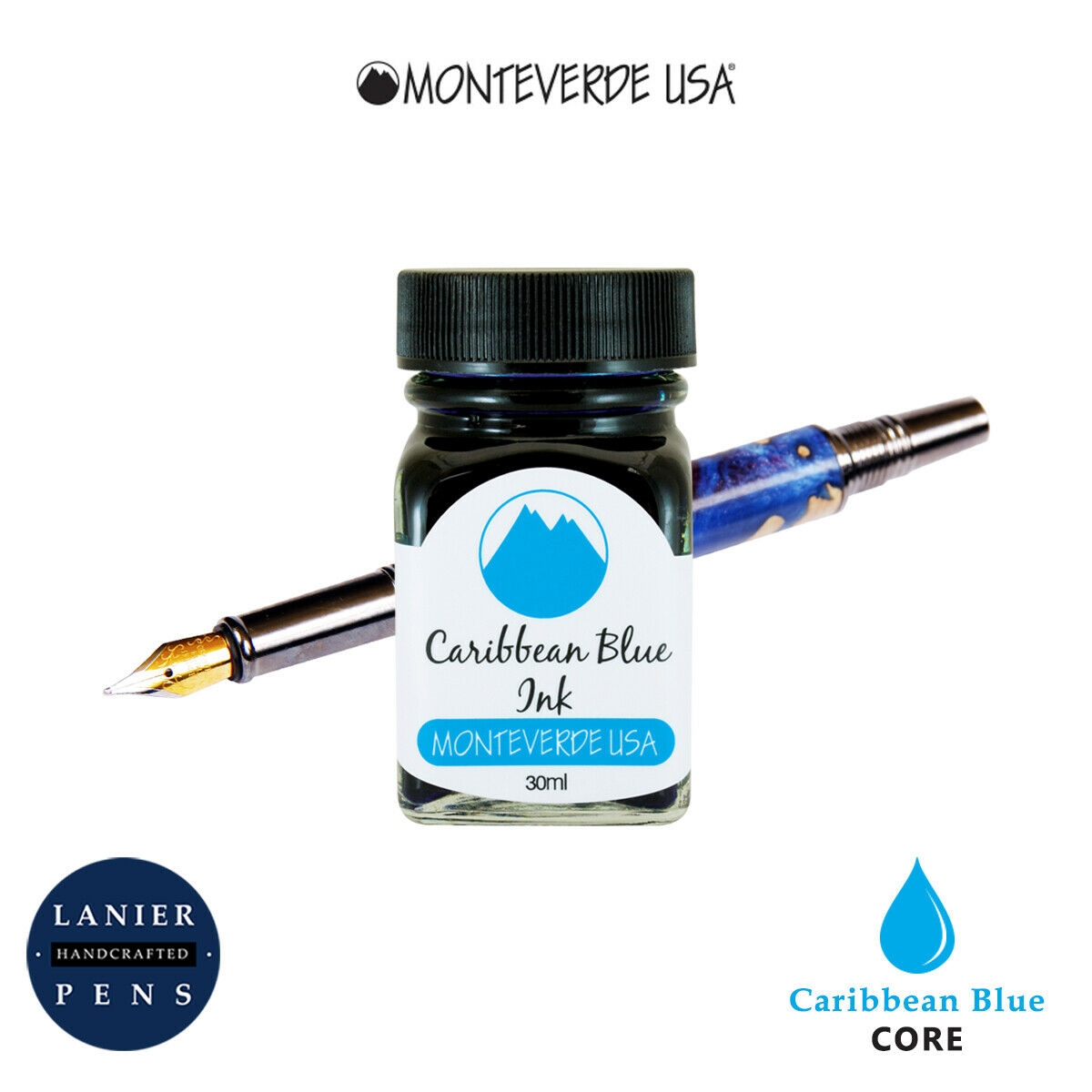 Monteverde G309CU 30 ml Core Fountain Pen Ink Bottle- Caribbean Blue