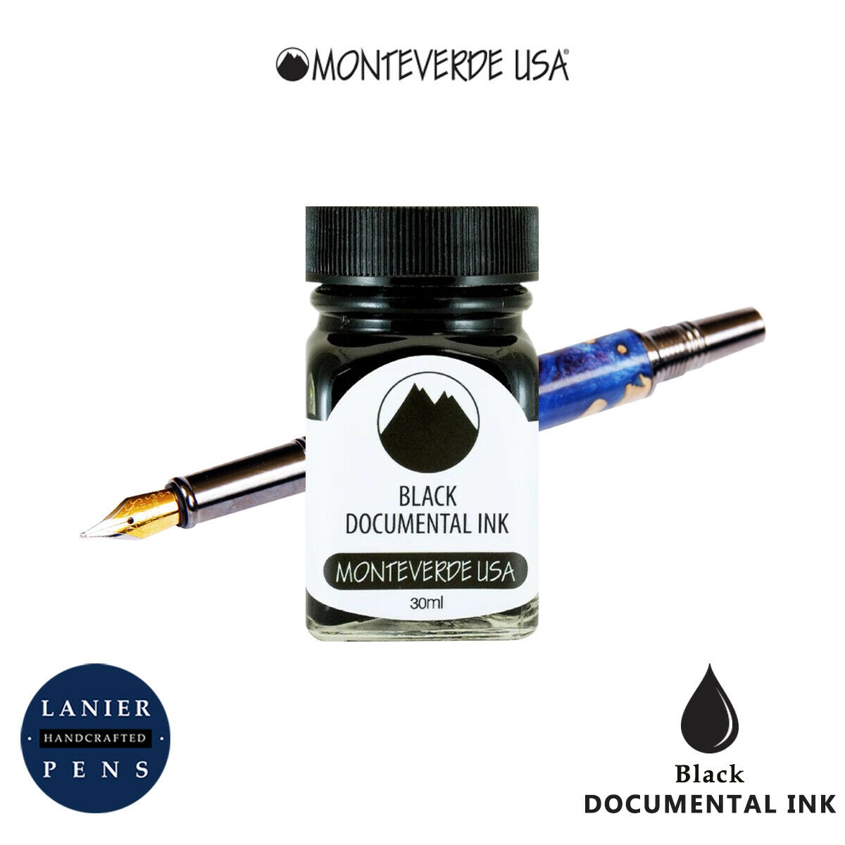 Monteverde G309DB 30 ml Fountain Pen Ink Bottle Documental Permanent Black