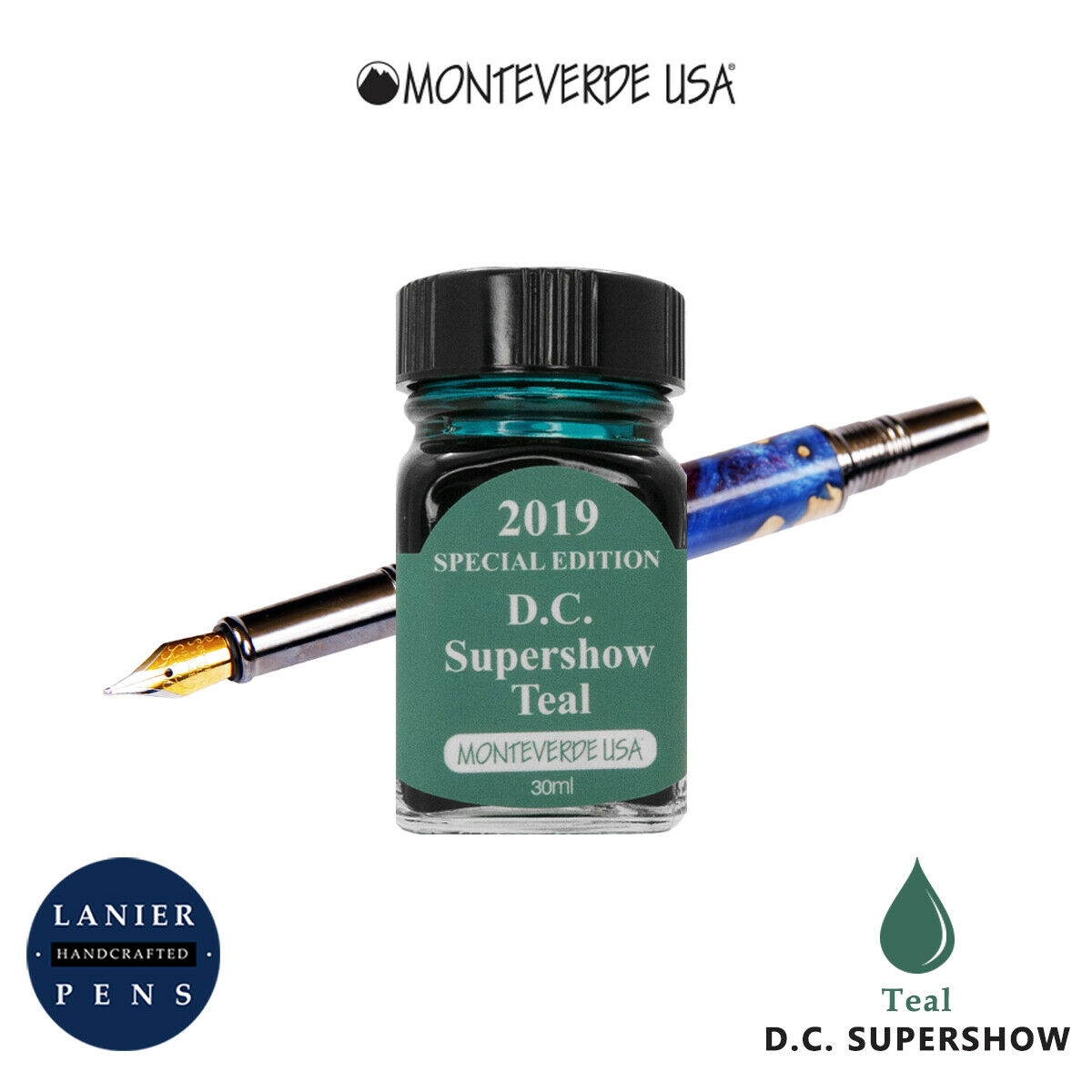 Monteverde G309DT 30 ml Fountain Pen Ink Bottle DC Supershow 2019 Teal
