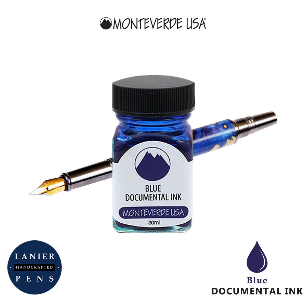 Monteverde G309DU 30 ml Fountain Pen Ink Bottle Documental Permanent Blue