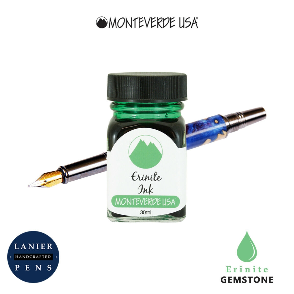 Monteverde G309ER 30 ml Gemstone Fountain Pen Ink Bottle- Erinite