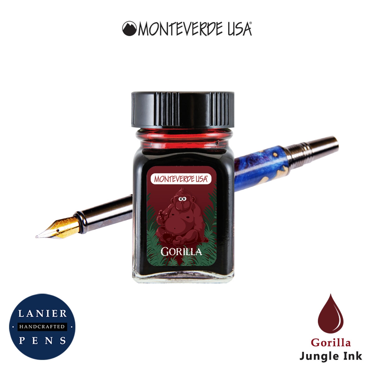 Monteverde G309GO 30 ml Jungle Fountain Pen Ink Bottle - Gorilla (Red)