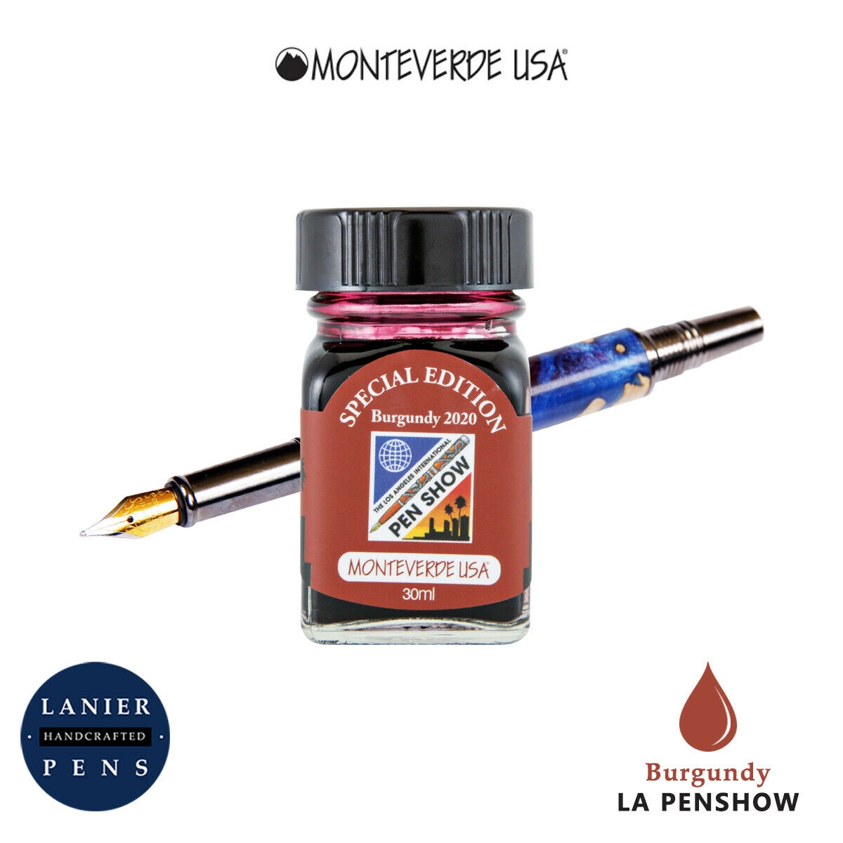 Monteverde G309LB 30 ml Fountain Pen Ink Bottle LA Pen Show 2020 Burgundy