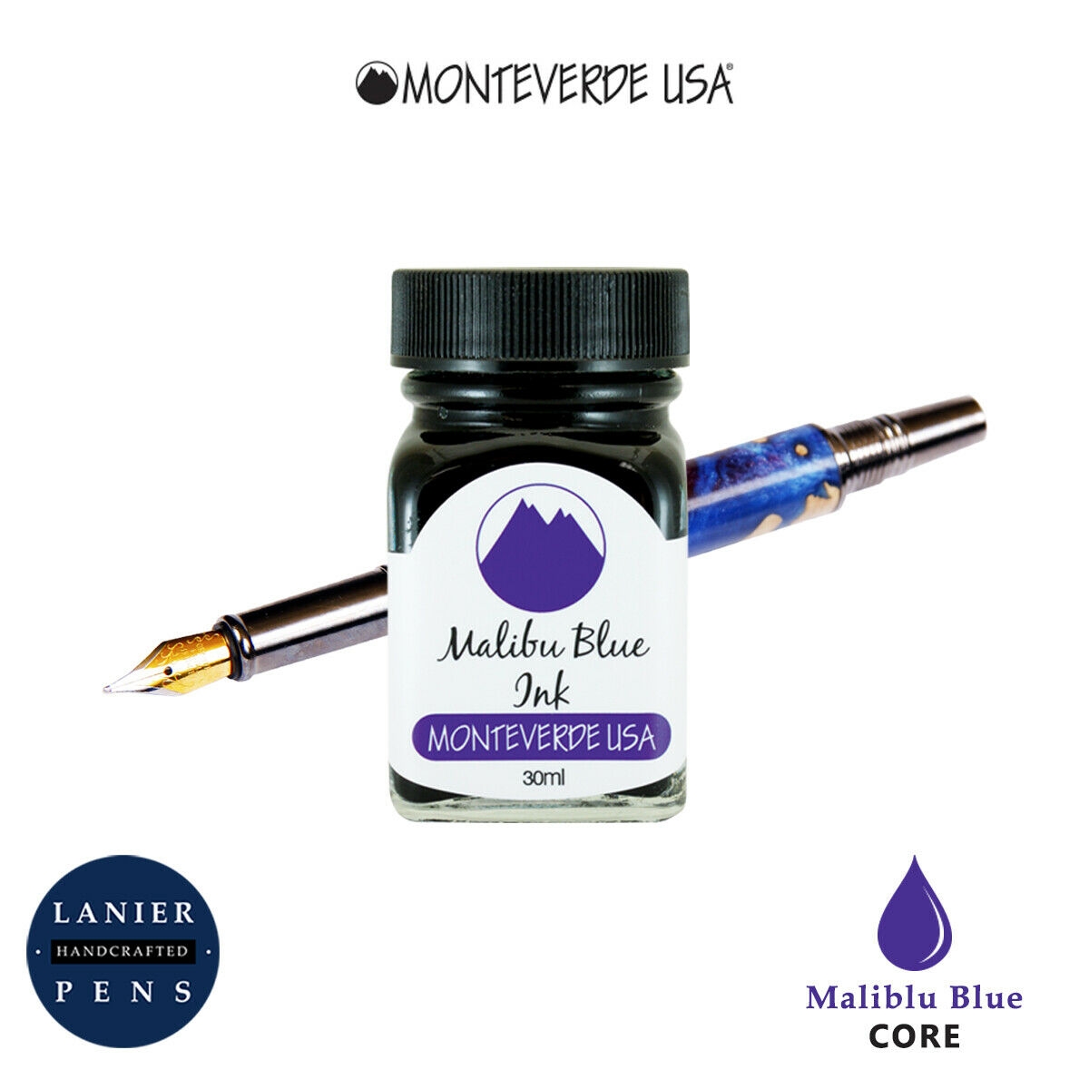 Monteverde G309MU 30 ml Core Fountain Pen Ink Bottle- Malibu Blue