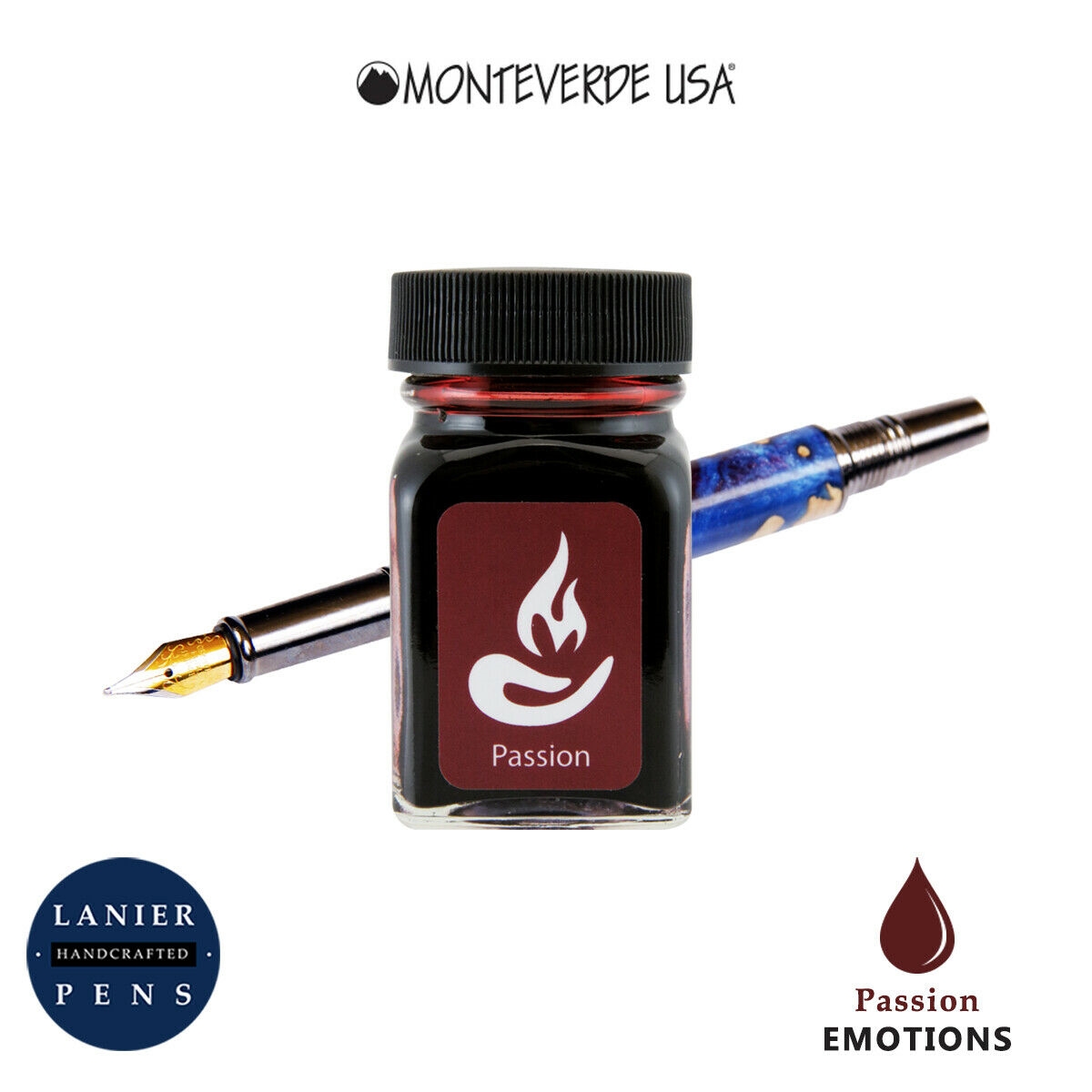Monteverde G309PB 30 ml Emotions Fountain Pen Ink Bottle- Passion Burgundy