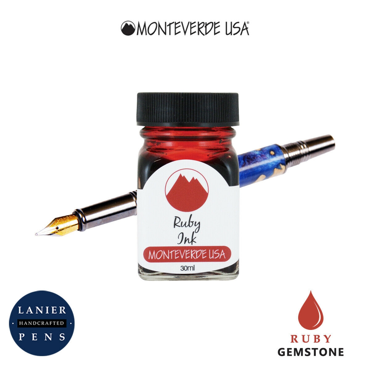 Monteverde G309RU 30 ml Gemstone Fountain Pen Ink Bottle- Ruby