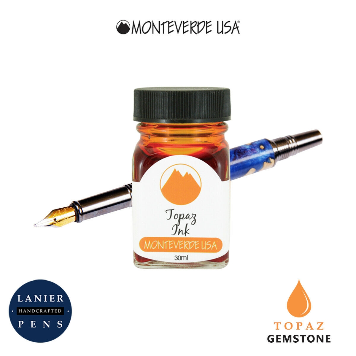 Monteverde G309TO 30 ml Gemstone Fountain Pen Ink Bottle- Topaz
