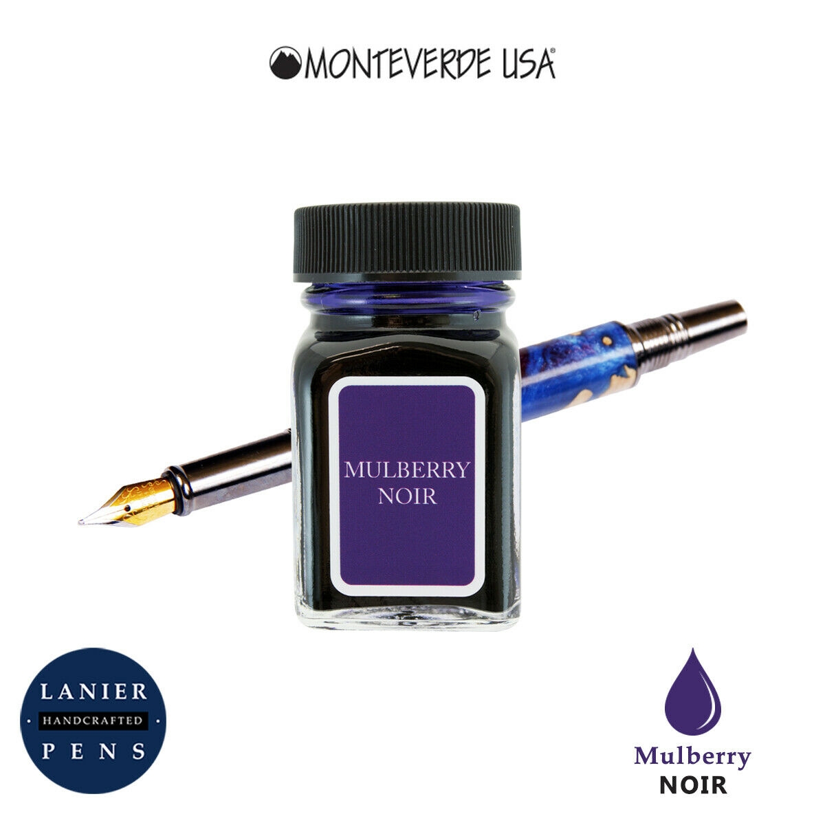 Monteverde G309UN 30 ml Noir Fountain Pen Ink Bottle- Mulberry Noir