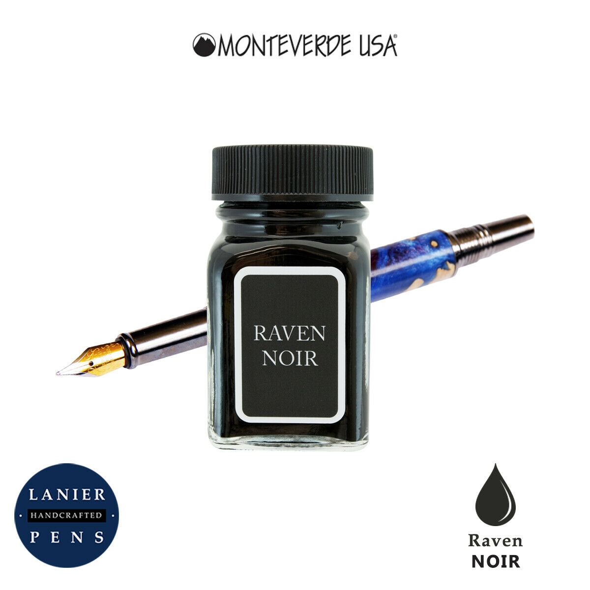 Monteverde G309VN 30 ml Noir Fountain Pen Ink Bottle- Raven Noir