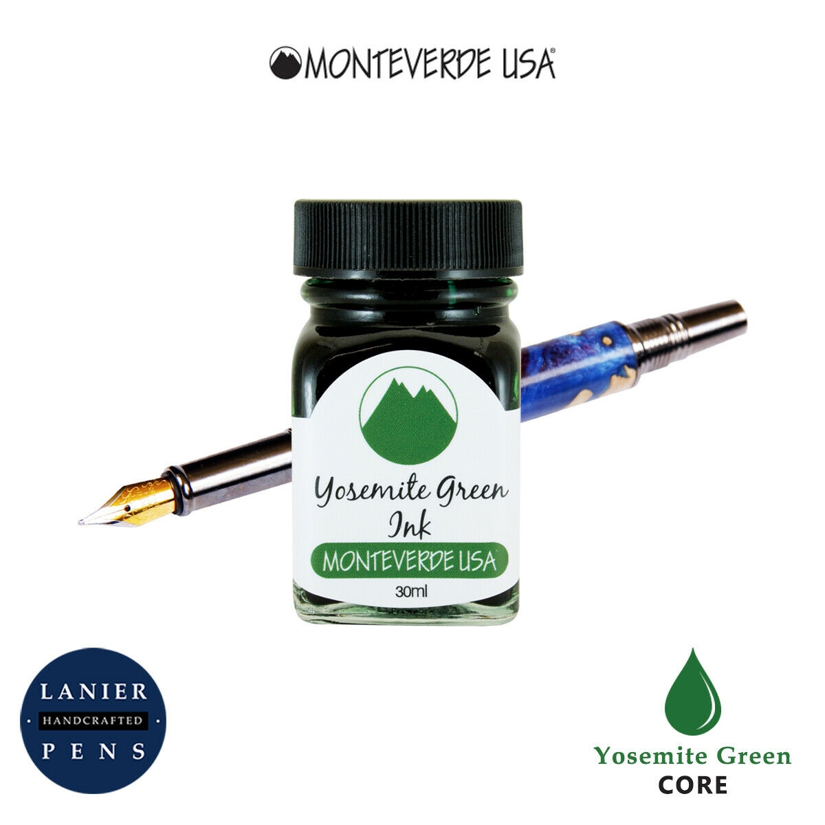 Monteverde G309YG 30 ml Core Fountain Pen Ink Bottle- Yosemite Green