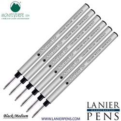 6 Pack - Monteverde Capless Ceramic Rollerball K23 Gel Ink Refill Compatible with most Pelikan Style Rollerball Pens - Black (Medium Tip 0.7mm) - Lanier Pens