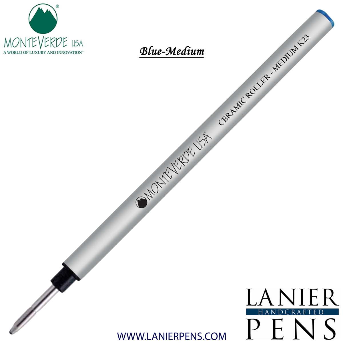 Monteverde Capless Ceramic Rollerball K23 Gel Ink Refill Compatible with most Pelikan Style Rollerball Pens - Blue (Medium Tip 0.7mm) - Lanier Pens