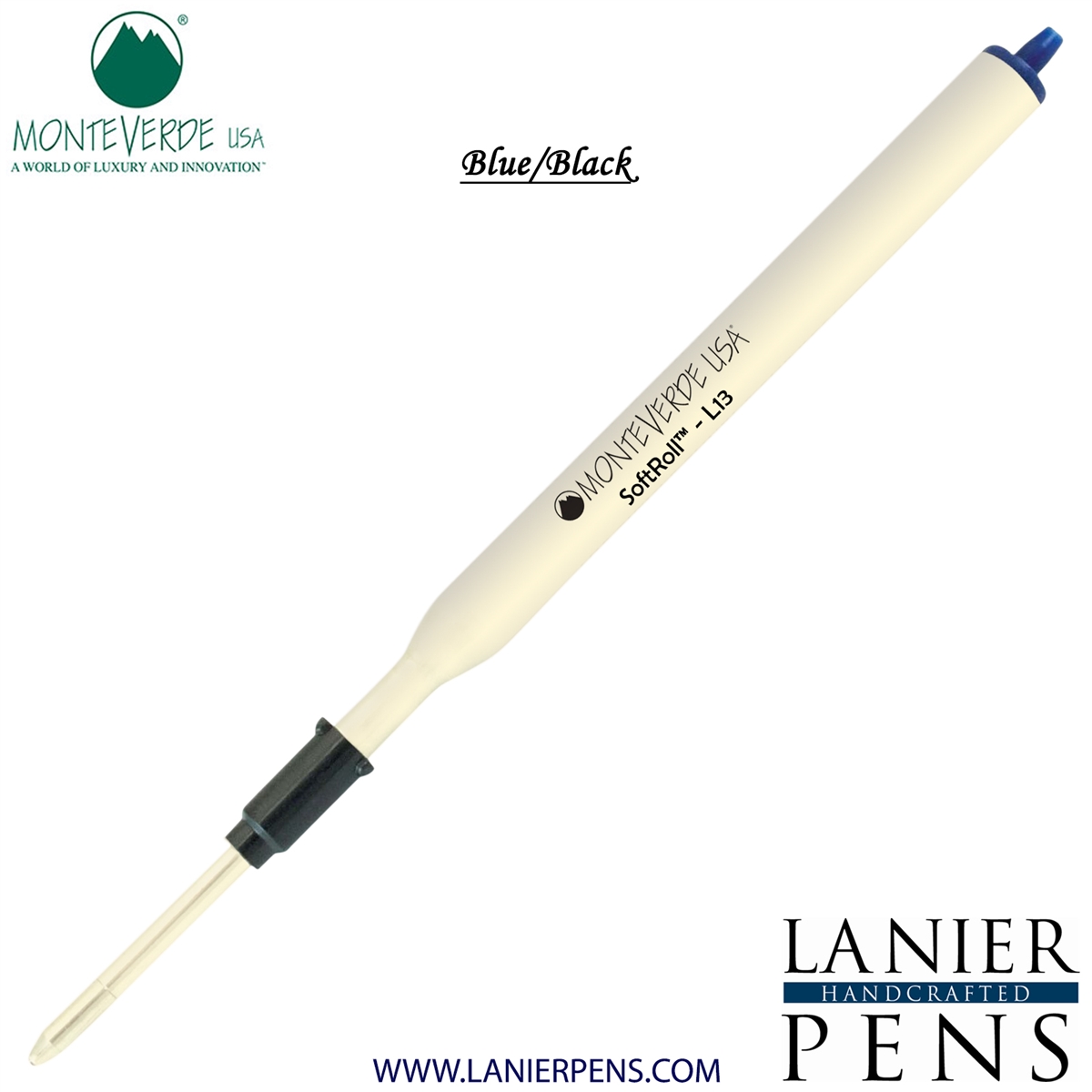 Monteverde Soft Roll Ballpoint L13 Paste Ink Refill Compatible with most Lamy Style Ballpoint Pens - BlueBlack (Medium Tip 0.7mm) - Lanier Pens