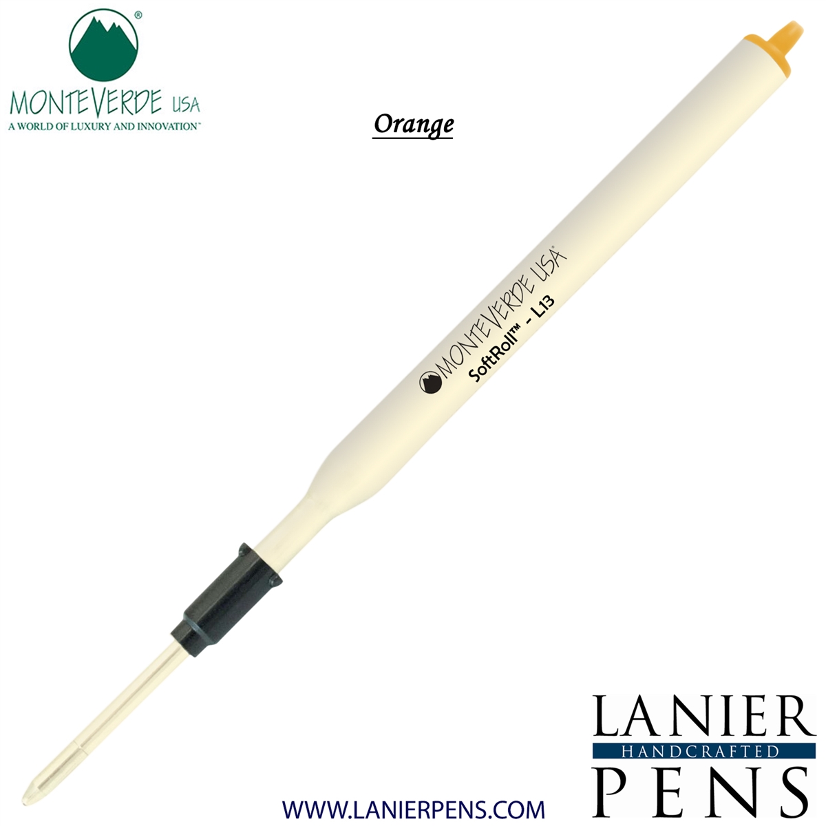 Monteverde Soft Roll Ballpoint L13 Paste Ink Refill Compatible with most Lamy Style Ballpoint Pens - Orange (Medium Tip 0.7mm) - Lanier Pens