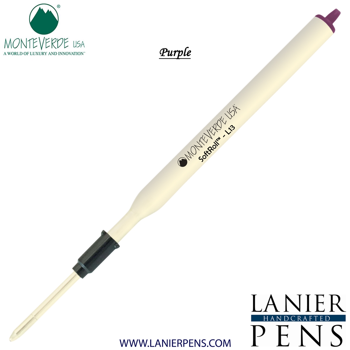 Monteverde Soft Roll Ballpoint L13 Paste Ink Refill Compatible with most Lamy Style Ballpoint Pens - Purple (Medium Tip 0.7mm) - Lanier Pens