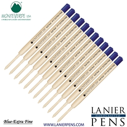 12 Pack - Monteverde Soft Roll Extra Fine Ballpoint P11 Paste Ink Refill Compatible with most Parker Style Ballpoint Pens - Blue (Extra Fine Tip 0.5mm) - Lanier Pens