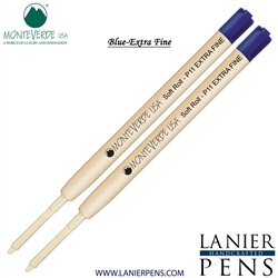 2 Pack - Monteverde Soft Roll Extra Fine Ballpoint P11 Paste Ink Refill Compatible with most Parker Style Ballpoint Pens - Blue (Extra Fine Tip 0.5mm) - Lanier Pens
