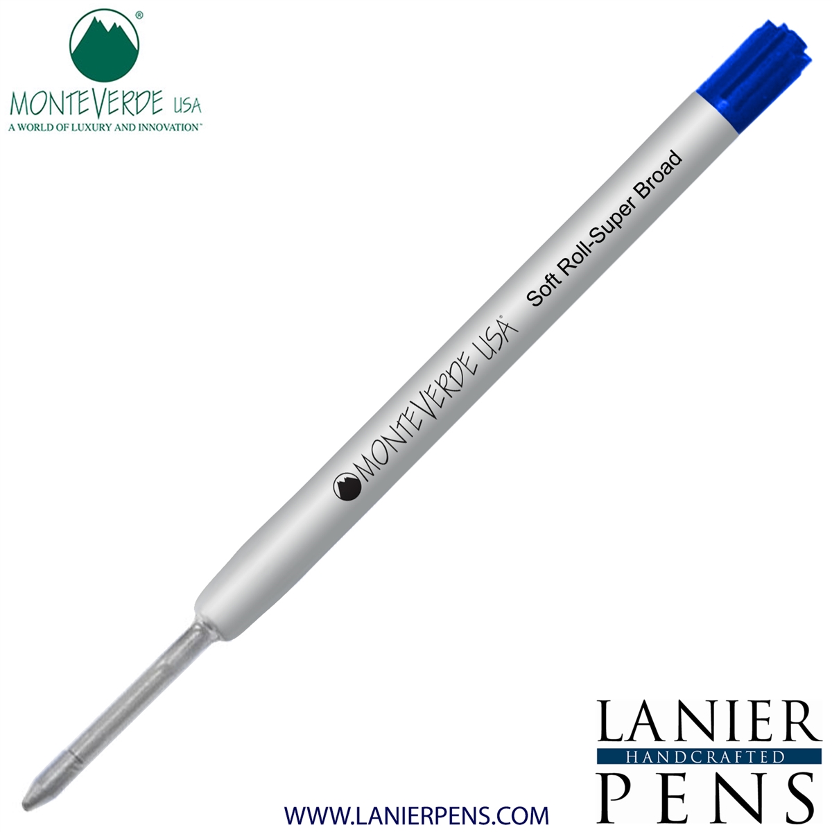 Monteverde Soft Roll Super Broad Ballpoint P15 Paste Ink Refill Compatible with most Parker Style Ballpoint Pens - Blue (Super Broad Tip 1.4mm) - Lanier Pens