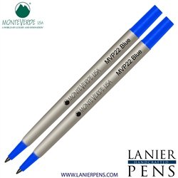 2 Pack - Monteverde Rollerball P22 Paste Ink Refill Compatible with most Parker Style Rollerball Pens - Blue (Fine Tip 0.6mm) - Lanier Pens
