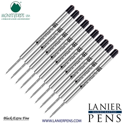10 Pack - Monteverde Capless Ceramic Gel P41 Ink Refill Compatible with most Parker Style Ballpoint Pens - Black (Extra Fine 0.5mm) - Lanier Pens