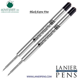 2 Pack - Monteverde Capless Ceramic Gel P41 Ink Refill Compatible with most Parker Style Ballpoint Pens - Black (Extra Fine 0.5mm) - Lanier Pens