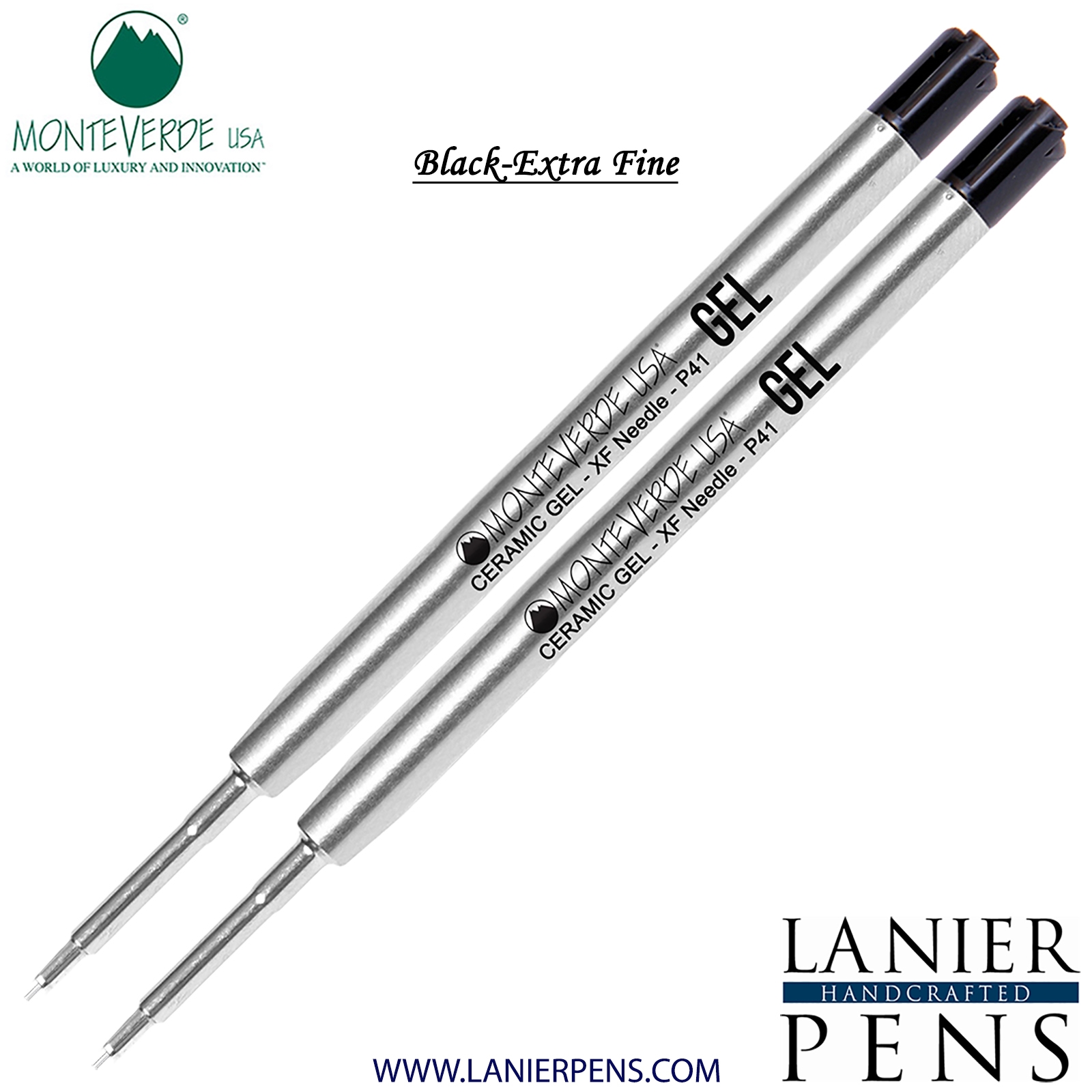 5 Monteverde Parker Style Gel Pen Refills – Needle Point, Black Ink, Japan
