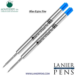 2 Pack - Monteverde Capless Ceramic Gel P41 Ink Refill Compatible with most Parker Style Ballpoint Pens - Blue (Extra Fine 0.5mm) - Lanier Pens