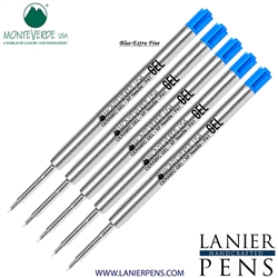 5 Pack - Monteverde Capless Ceramic Gel P41 Ink Refill Compatible with most Parker Style Ballpoint Pens - Blue (Extra Fine 0.5mm) - Lanier Pens