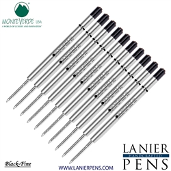 10 Pack - Monteverde Capless Ceramic Gel P42 Ink Refill Compatible with most Parker Style Ballpoint Pens - Black (Fine Tip 0.6mm) - Lanier Pens
