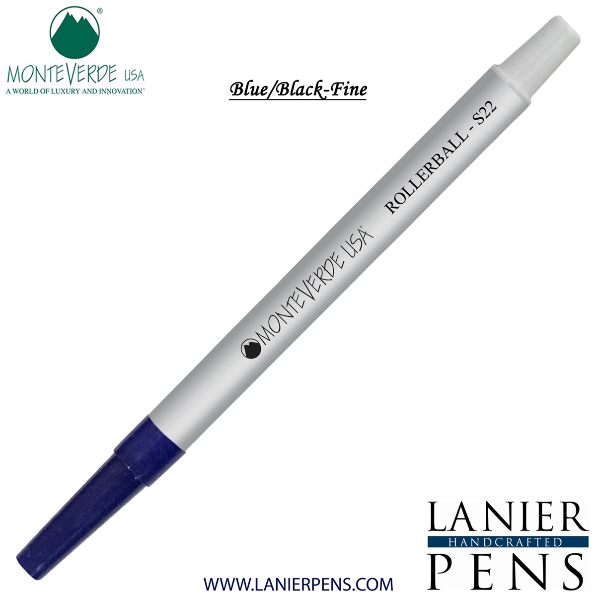 Monteverde Rollerball S22 Paste Ink Refill Compatible with most Sheaffer Style Rollerball Pens - BlueBlack (Fine Tip 0.6mm) - Lanier Pens