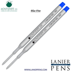 2 Pack - Monteverde Capless S42 Gel Ink Refill Compatible with most Sheaffer Style Ballpoint Pens - Blue (Fine Tip 0.6mm) - Lanier Pens