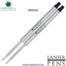 2 Pack - Monteverde Capless Ballpoint W42 Gel Ink Refill Compatible with most Waterman Style Ballpoint Pens - Black (Fine Tip 0.6mm) - Lanier Pens