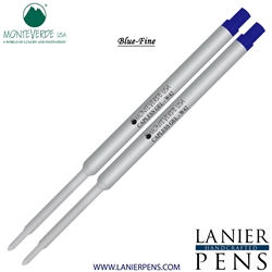 2 Pack - Monteverde Capless Ballpoint W42 Gel Ink Refill Compatible with most Waterman Style Ballpoint Pens - Blue (Fine Tip 0.6mm) - Lanier Pens