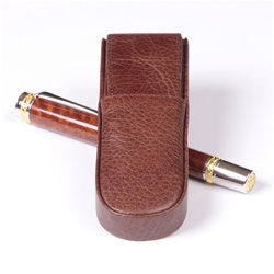 Leather Pen Box Round – Brown Double