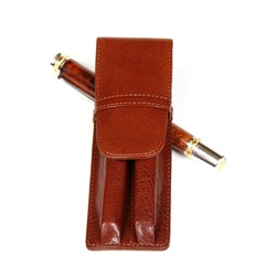 Leather Pen Holder – Brown Double