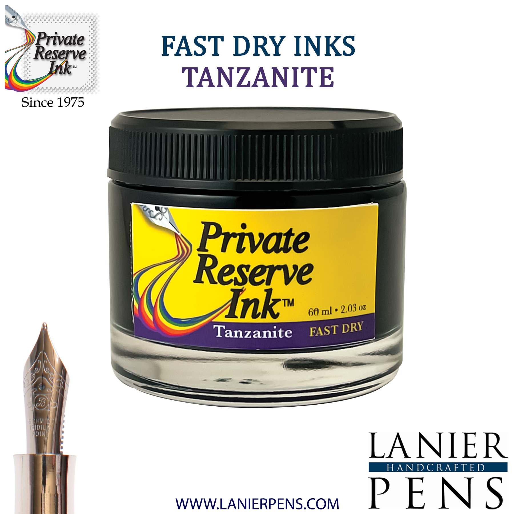 Private Reserve Ink Bottle 60ml - Tanzanite-Fast Dry Ink (PR17043)