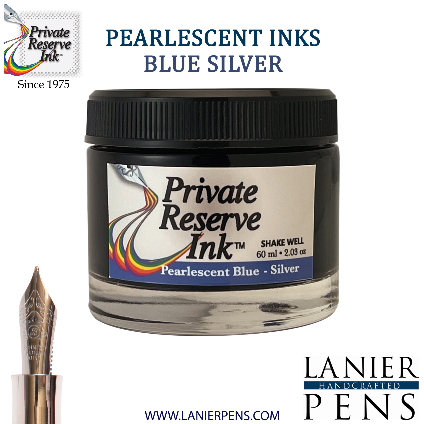 Private Reserve Ink Bottle 60ml - Pearlescent Blue-Silver (PR17046)