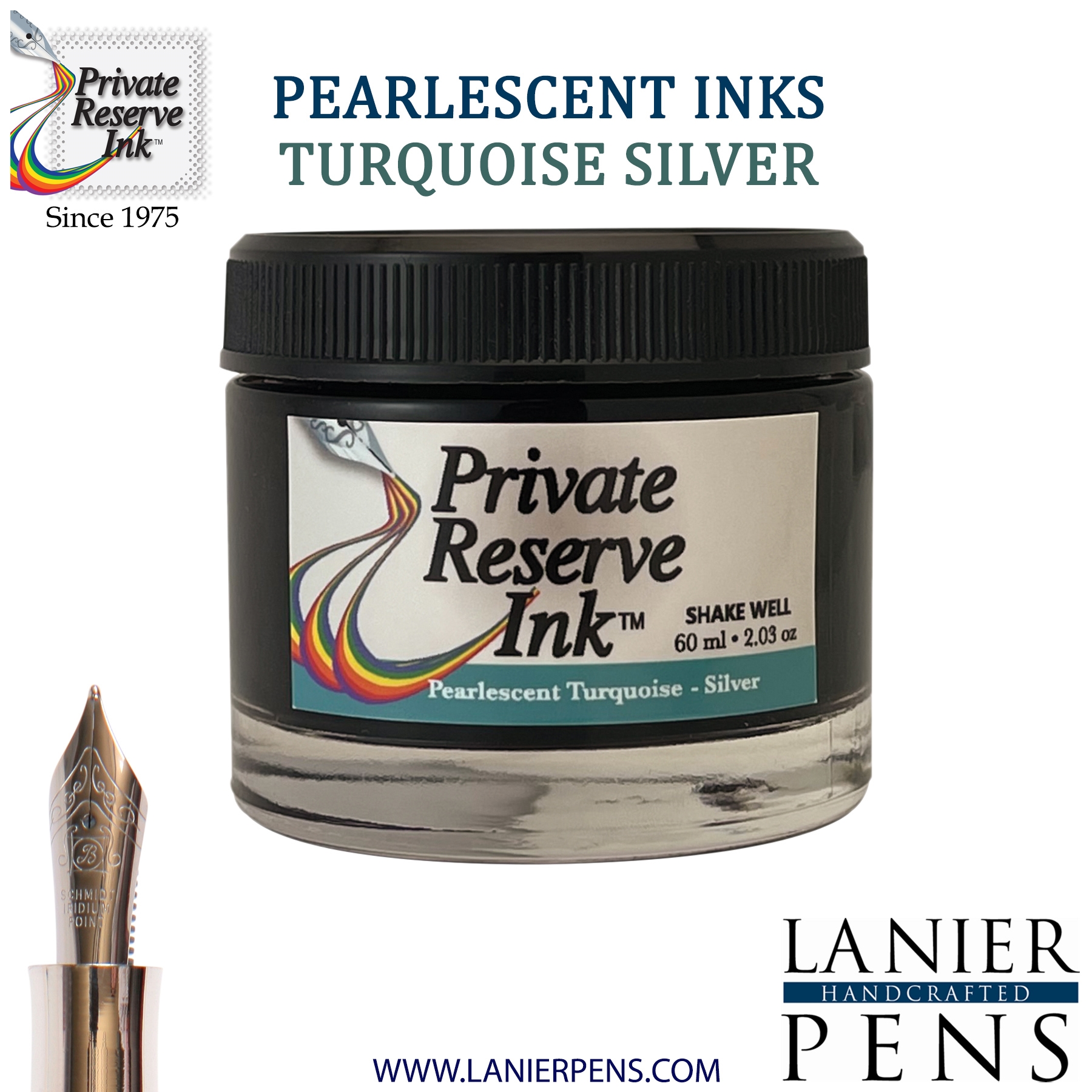 Private Reserve Ink Bottle 60ml - Pearlescent Turquoise-Silver (PR17049)