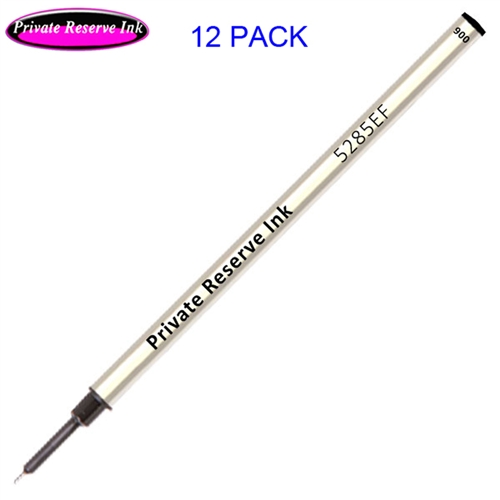 12 Pack - Private Reserve Ink Schmidt 5285 Extra Fine Rollerball Metal Refill - Black Ink