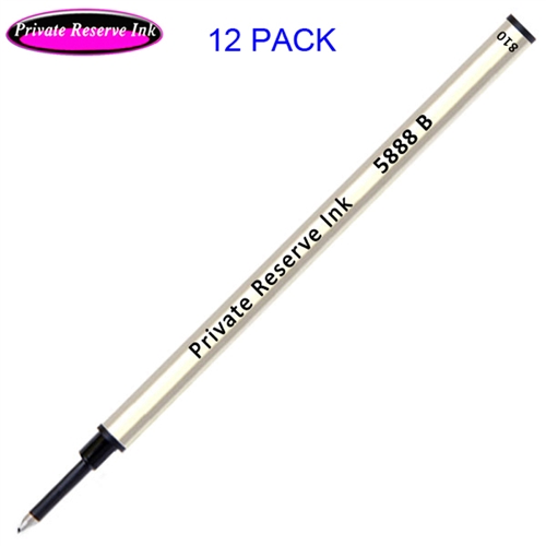12 Pack - Private Reserve Ink Schmidt 5888 Rollerball Metal Refill - Black Ink Broad