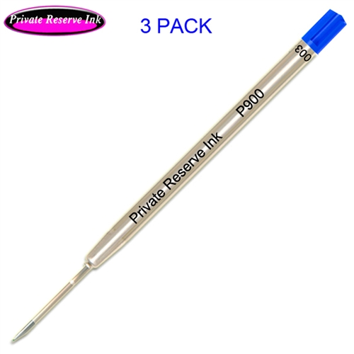 3 Pack - Private Reserve Ink Schmidt P900 Blue Medium Nib Parker Style Ballpoint Refill